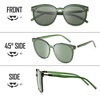 image:imageDUCO Retro Round Polarized Sunglasses for Women Men Oversized Vintage Shades W017 L Size Transparent Green Frame Green Lens