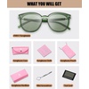 image:imageDUCO Retro Round Polarized Sunglasses for Women Men Oversized Vintage Shades W017 L Size Transparent Green Frame Green Lens