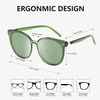 image:imageDUCO Retro Round Polarized Sunglasses for Women Men Oversized Vintage Shades W017 L Size Transparent Green Frame Green Lens