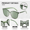 image:imageDUCO Retro Round Polarized Sunglasses for Women Men Oversized Vintage Shades W017 L Size Transparent Green Frame Green Lens