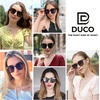 image:imageDUCO Retro Round Polarized Sunglasses for Women Men Oversized Vintage Shades W017 L Size Transparent Green Frame Green Lens