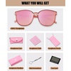 image:imageDUCO Retro Round Polarized Sunglasses for Women Men Oversized Vintage Shades W017 L Size Transparent Pink Frame Revo Pink Lens