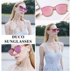 image:imageDUCO Retro Round Polarized Sunglasses for Women Men Oversized Vintage Shades W017 L Size Transparent Pink Frame Revo Pink Lens