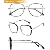 image:imageDUCO Retro Square Blue Light Glasses for Women Oversized Blue Ray Blocking Glasses Computer Glasses Teens Fashion Eyeglasses Balck W020Balck Silver Frame