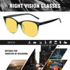 image:imageDUCO Square Night Driving Glasses for Women Men Yellow Tint Polarized Lens Anti Glare UV Protection 5201Y Black Blue Frame Yellow Lens