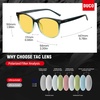 image:imageDUCO Square Night Driving Glasses for Women Men Yellow Tint Polarized Lens Anti Glare UV Protection 5201Y Black Blue Frame Yellow Lens