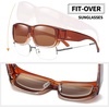 image:imageDUCO Unisex Wear Over Prescription Glasses Rx Glasses Polarized Sunglasses 8956 Brown Frame Brown Lens