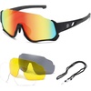image:imageDUCO 4 Lenses Kids Sunglasses Polarized Youth Baseball Sun Glasses Sports Teens Cycling Shades Boys Girls DK280Black Frame Black Temple Orange Colorful Lens