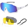 image:imageDUCO 4 Lenses Kids Sunglasses Polarized Youth Baseball Sun Glasses Sports Teens Cycling Shades Boys Girls DK280White Frame Grey Temple Blue Colorful Lens
