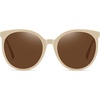 image:imageDUCO Oversized Polarized Sunglasses Womens Trendy Mirrored Shades Retro Round Vintage Light Weight UV400 Sun Glasses W016 34Beige Frame Brown Lens