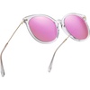 image:imageDUCO Polarized Oversized Sunglasses for Women Trendy Mirrored Shades Round Light Weight UV400 Sun Glasses DC2340Transparent Frame Revo Purple Lens