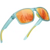 image:imageDUCO Polarized Square Sunglasses UV400 Protection amp HD for Unisex 6288A12 Transparent Blue Frame Revo Orange Lens