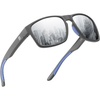 image:imageDUCO Polarized Square Sunglasses UV400 Protection amp HD for Unisex 6288A13 Matte Gray Frame Revo Silver Lens