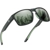 image:imageDUCO Polarized Square Sunglasses UV400 Protection amp HD for Unisex 6288A16 Matte Green Frame Dark Green Lens