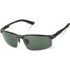 image:imageDUCO Polarized Sunglasses for Men Vintage Aluminum Frame Retro Sports Sun Glasses Driving Shades 100 UV Protection 8207 Black Frame Green Lens