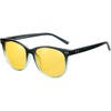 image:imageDUCO Square Night Driving Glasses for Women Men Yellow Tint Polarized Lens Anti Glare UV Protection 5201Y Black Blue Frame Yellow Lens