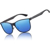 image:imageDUCO mens Polarized Driving sunglasses Eyewear Fashion Rimmed Glasses UV400 protection 8205Black Frame Revo Blue Lens