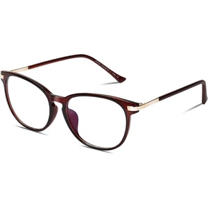 image:imageDUCO Blue Light Glasses for Men Women Blue Ray Blocking Glasses Computer Glasses for Teens Brown Retro Round Eyeglasses Frame Non prescription 5204