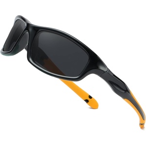image:imageDUCO Kids Sunglasses Age 610 Boys Girls Polarized UV400 Youth Cycling Glasses Baseball Tennis Pickleball Softball RunningBlack Frame Orange Temple Grey Lens