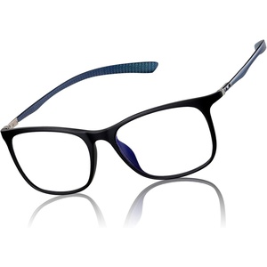 image:imageDUCO Luxury Carbon Fiber Temple Eyewear Blue Light Blocking Glasses for Men and Women Glasses for Computer Eye Strain 5221 Black Frame Blue Temple