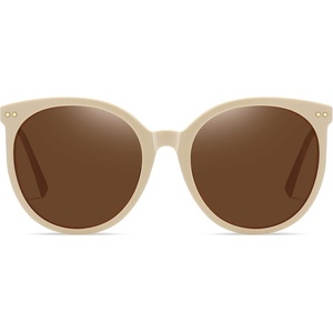 image:imageDUCO Oversized Polarized Sunglasses Womens Trendy Mirrored Shades Retro Round Vintage Light Weight UV400 Sun Glasses W016 34Beige Frame Brown Lens