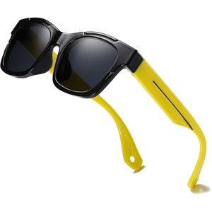 image:imageDUCO Polarized Kids Sunglasses Boys Cute Unbreakable Sunglasses for Kids UV400 Protection Age 510 K019Black Frame Yellow Temple