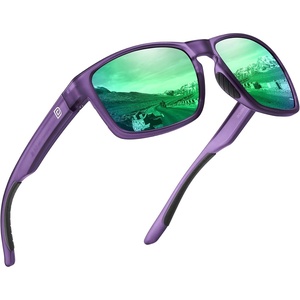 image:imageDUCO Polarized Square Sunglasses UV400 Protection amp HD for Unisex 6288A07 Matte Purple Frame Revo Green Lens