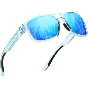image:imageDUCO Polarized Square Sunglasses UV400 Protection amp HD for Unisex 6288A09 Transparent Blue Frame Revo Blue Lens