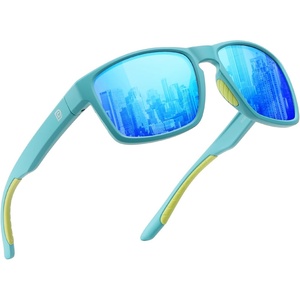 image:imageDUCO Polarized Square Sunglasses UV400 Protection amp HD for Unisex 6288A14 Matte Blue Frame Revo Blue Lens