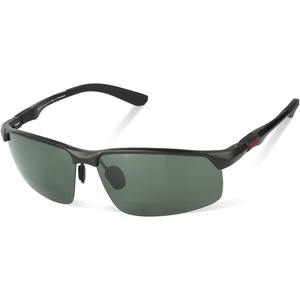 image:imageDUCO Polarized Sunglasses for Men Vintage Aluminum Frame Retro Sports Sun Glasses Driving Shades 100 UV Protection 8207 Black Frame Green Lens