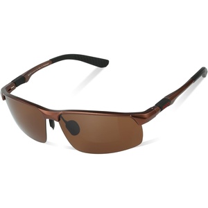 image:imageDUCO Polarized Sunglasses for Men Vintage Aluminum Frame Retro Sports Sun Glasses Driving Shades 100 UV Protection 8207 Brown Frame Brown Lens