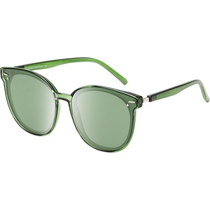 image:imageDUCO Retro Round Polarized Sunglasses for Women Men Oversized Vintage Shades W017 L Size Transparent Green Frame Green Lens