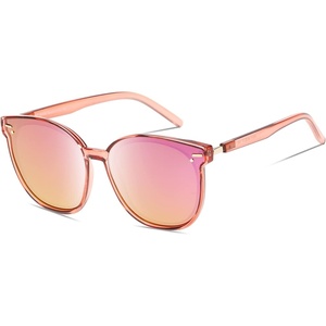 image:imageDUCO Retro Round Polarized Sunglasses for Women Men Oversized Vintage Shades W017 L Size Transparent Pink Frame Revo Pink Lens