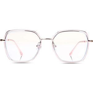 image:imageDUCO Retro Square Blue Light Glasses for Women Oversized Blue Ray Blocking Glasses Computer Glasses Teens Fashion Eyeglasses Balck W020Transparent Pink