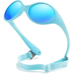 image:imageDUCO Toddler Sunglasses 624 months with Adjustable Strap UV400 Protection Unbreakable Polarized Glasses with Case K012Blue Frame Revo Blue Lens