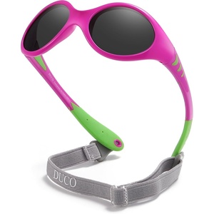 image:imageDUCO Toddler Sunglasses 624 months with Adjustable Strap UV400 Protection Unbreakable Polarized Glasses with Case K012Green