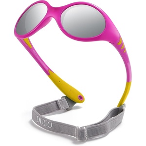 image:imageDUCO Toddler Sunglasses 624 months with Adjustable Strap UV400 Protection Unbreakable Polarized Glasses with Case K012Yellow
