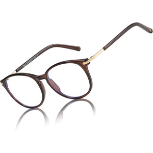 image:imageDUCO Vintage Round Blue Light Glasses For Men Women Blue Ray Blocking Glasses Computer Screen Glasses Non Prescription Eyeglasses Brown 5213