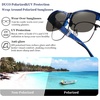 image:imageDUCO Polarized Fitover Sunglasses UV400 Protection amp HD for Unisex 8960  Stylish halfframe ultralight23g Durable TR90 frame lenses stay put fits over Rx glasses for sports amp daily04 Transparent Blue Frame Grey Lens