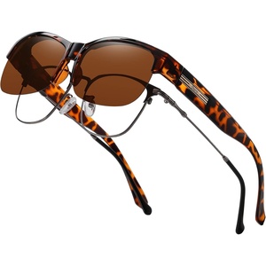 image:imageDUCO Polarized Fitover Sunglasses UV400 Protection amp HD for Unisex 8960  Stylish halfframe ultralight23g Durable TR90 frame lenses stay put fits over Rx glasses for sports amp daily03 Tortoise Frame Brown Lens