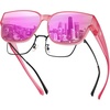 image:imageDUCO Polarized Fitover Sunglasses UV400 Protection amp HD for Unisex 8985  Ultralight23g durable TR90 frame clear view lenses stay put comfort stylish fits over Rx glasses for sports amp daily06 Clear Rose Frame Revo Pink Lens