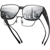 image:imageDUCO Polarized Fitover Sunglasses UV400 Protection amp HD for Unisex 8985  Ultralight23g durable TR90 frame clear view lenses stay put comfort stylish fits over Rx glasses for sports amp daily04 Matte Black Frame Mirror Lens