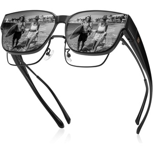 image:imageDUCO Polarized Fitover Sunglasses UV400 Protection amp HD for Unisex 8985  Ultralight23g durable TR90 frame clear view lenses stay put comfort stylish fits over Rx glasses for sports amp daily01 Shine Black Frame Grey Lens