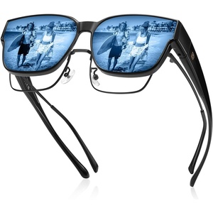 image:imageDUCO Polarized Fitover Sunglasses UV400 Protection amp HD for Unisex 8985  Ultralight23g durable TR90 frame clear view lenses stay put comfort stylish fits over Rx glasses for sports amp daily03 Black Frame Revo Blue Lens