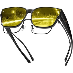 image:imageDUCO Polarized Fitover Sunglasses UV400 Protection amp HD for Unisex 8985  Ultralight23g durable TR90 frame clear view lenses stay put comfort stylish fits over Rx glasses for sports amp daily12 Shine Black Frame Yellow Lens