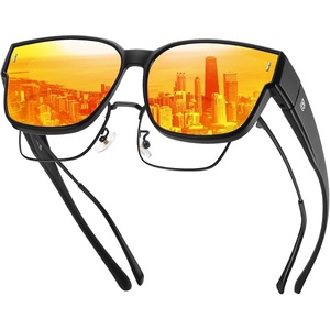 image:imageDUCO Polarized Fitover Sunglasses UV400 Protection amp HD for Unisex 8985  Ultralight23g durable TR90 frame clear view lenses stay put comfort stylish fits over Rx glasses for sports amp daily10 Matte Black Frame Revo Red Lens