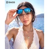 image:imageDUCO HD Polarized Sunglasses That Fit Over Glasses for Men Women 8986  UV400 Protection Lightweight23g TR90 Frame SkinFriendly Square Wrap Around Sunglasses For Driving Sports DailyMatte Black Frame Revo Blue Lens
