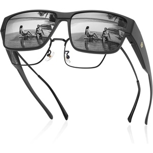 image:imageDUCO HD Polarized Sunglasses That Fit Over Glasses for Men Women 8986  UV400 Protection Lightweight23g TR90 Frame SkinFriendly Square Wrap Around Sunglasses For Driving Sports DailyMatte Black Frame Grey Lens