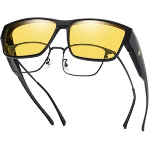 image:imageDUCO HD Polarized Sunglasses That Fit Over Glasses for Men Women 8986  UV400 Protection Lightweight23g TR90 Frame SkinFriendly Square Wrap Around Sunglasses For Driving Sports DailyShine Black Frame Night Vision Lens