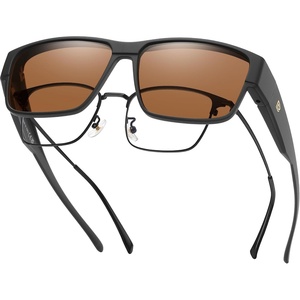 image:imageDUCO HD Polarized Sunglasses That Fit Over Glasses for Men Women 8986  UV400 Protection Lightweight23g TR90 Frame SkinFriendly Square Wrap Around Sunglasses For Driving Sports DailyMatte Black Frame Brown Lens
